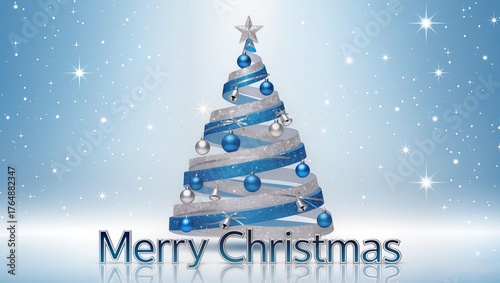 merry christmas card with tree