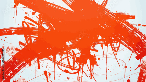 Abstract vibrant grunge background with dynamic blend of red, orange, and beige tones. Splashes, gradients, and scattered paint texture. Suitable for artistic digital design and visual art