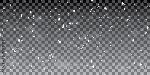 Snow and wind on a transparent background. White gradient decorative element.