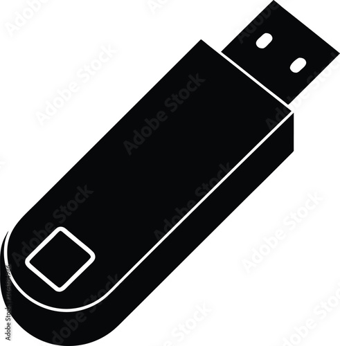 USB flash drive icon. Portable digital storage device for data transfer, file backup, and document transport