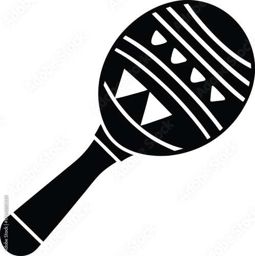 Maraca percussive instrument vector design, decorated with tribal patterns, used for rhythmic accompaniment
