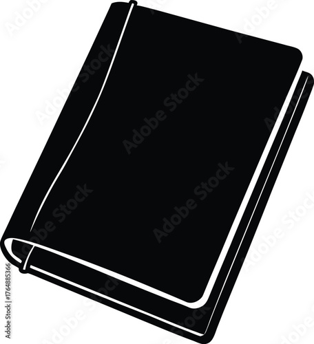 Minimalist Book Icon Solid Black Silhouette Illustration Simple Closed Hardcover Diary Notebook Journal Document Symbol