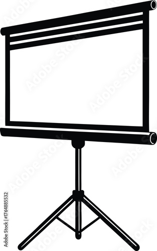 Black Silhouette Projection Screen Portable Presentation Display Business Meeting Education Device Tripod Stand Vector