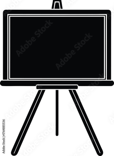 Black Silhouette Easel Stand Blackboard Empty Whiteboard Art Display Office Presentation School Education Tool Vector