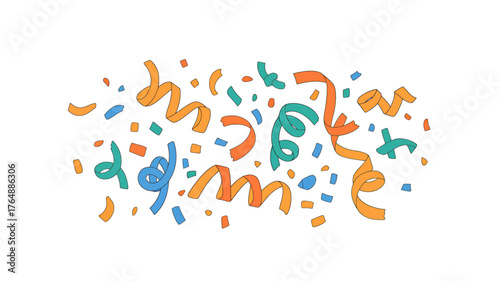 Festive Celebration Confetti and Streamers Illustration for Party Decorations and Events a Vibrant and Cheerful Background