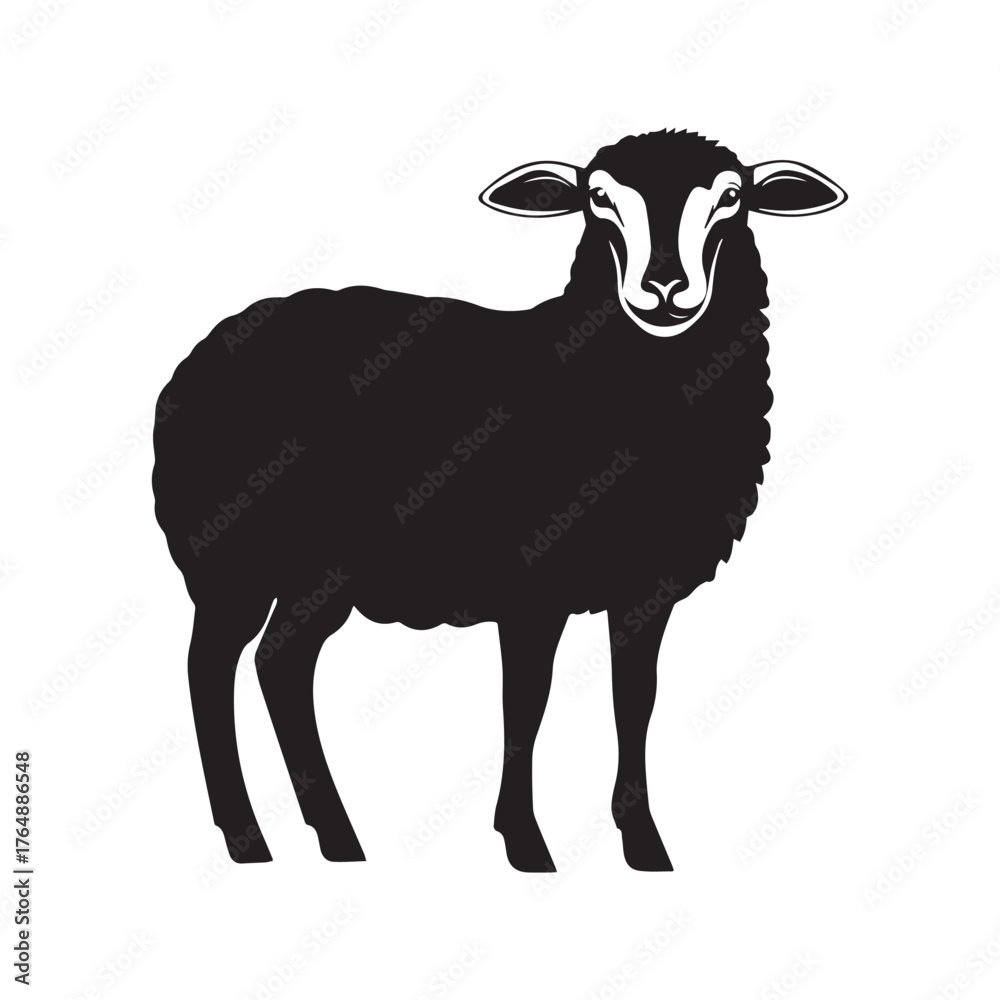 Fototapeta premium sheep silhouette vector on white background