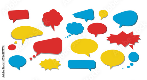 Colorful pop art style speech bubbles for creative communication designs