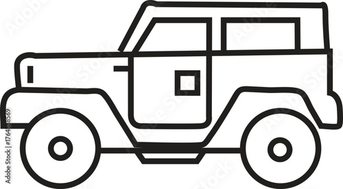 Simple Outline Off-Road Jeep or SUV Vehicle Icon Vector Graphic for Adventure and Transportation
