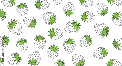 Strawberry pattern on white background fresh fruit design.