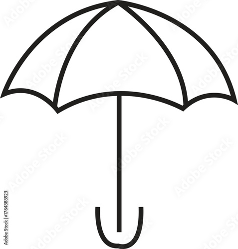 Simple Outline Umbrella Icon Vector Graphic for Rain Weather Protection and Safety Symbol