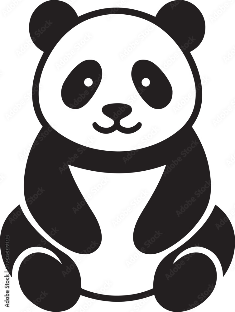 Fototapeta premium Cute Cartoon Panda Sitting – Vector Animal Mascot Illustration
