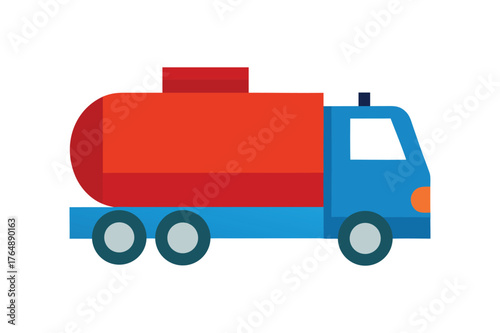 A colorful oil tank truck vector art illustration