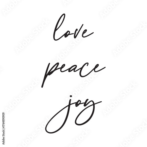 Love Peace Joy poster Inspirational Script vector