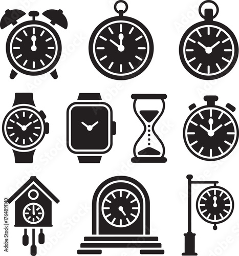 Collection of diverse timekeeping devices and instruments clock watch