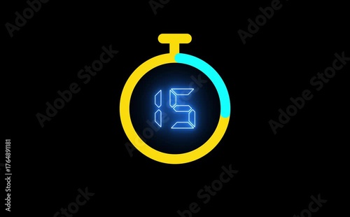 Countdown timer from 20 to 0 seconds real time. Modern flat design of countdown animation isolated on transparent background with alpha channel. countdown of number 20