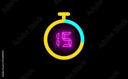 Countdown timer from 20 to 0 seconds real time. Modern flat design of countdown animation isolated on transparent background with alpha channel. countdown of number 20