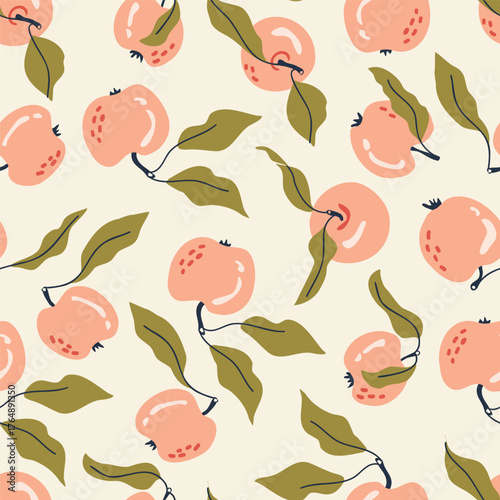 Fruit seamless pattern in hand-drawn style. Vector repeat background. Perfect for wallpaper, apparel, fabric and textile.