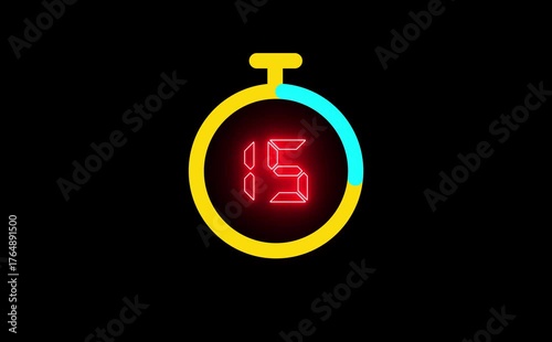 Countdown timer from 20 to 0 seconds real time. Modern flat design of countdown animation isolated on transparent background with alpha channel. countdown of number 20