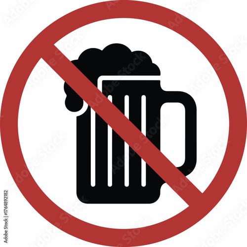 No Drinking Alcohol Prohibition Sign Vector