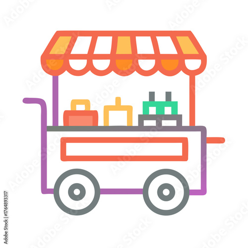 Illustration vector in transparent background of a food cart
