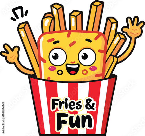 Cute fries box mascot logo for a fun snack brand