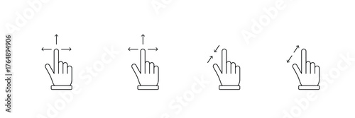 touch gesture arrows, interactive move, swipe, pointer hand vector icon illustration