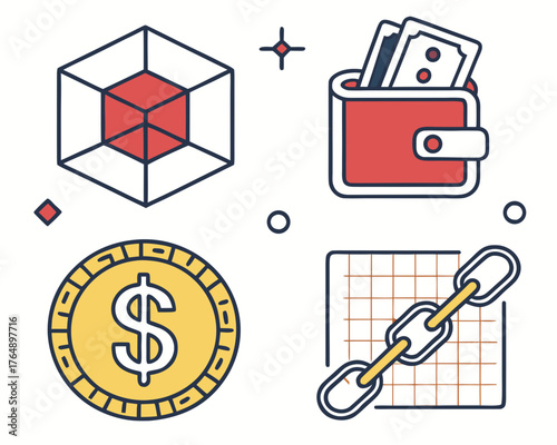 Cryptocurrency and blockchain technology icons