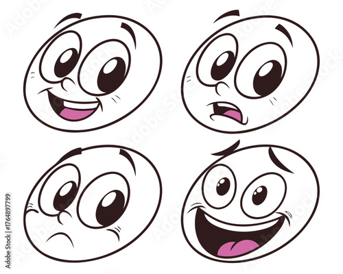 Four cartoon face expressions