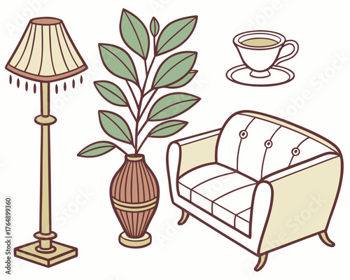 Illustration of a classic living room interior