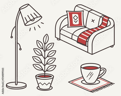 Illustration of a cozy living room interior