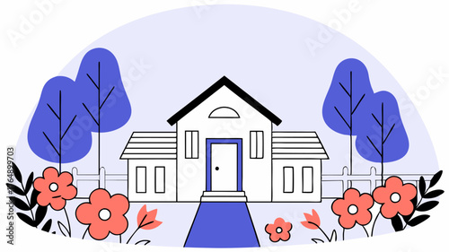 A Community watch sign prominently displayed at the entrance of a culdesac surrounded by blooming gardens and cheerful homes.