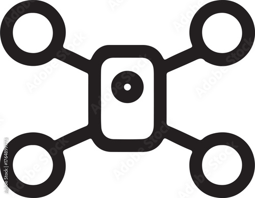 Drone aircraft remote control icon vector, representing technology, aviation, and aerial photography.