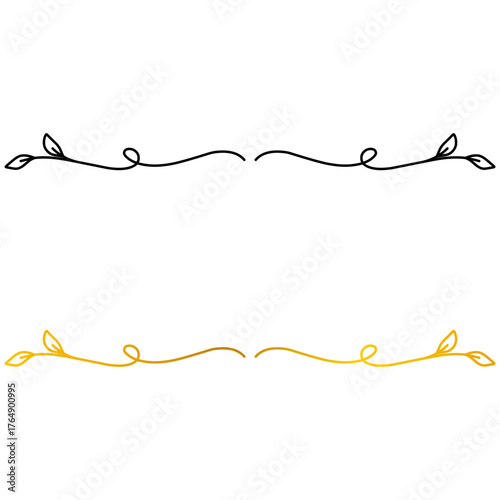 Black and gold floral decorative divider – Stylish decorative ornament featuring a floral line design in black and gold, ideal for branding, packaging, and classic layout accents.