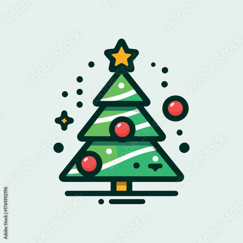  Christmas tree color logo icon vector .
