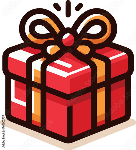 Christmas gift box logo icon, vector .