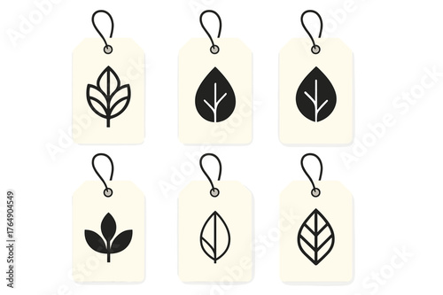 Harmonious Logo Layout. Packaging labels layout. Set Logo of Packaging labels layout: a hang tag with punched hole and string. harmonious logo variations of