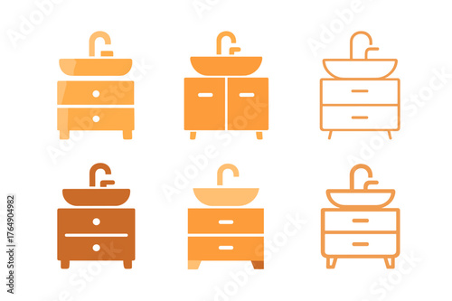 Bathroom Storage Logos. home storage solutions. Set Logo of home storage solutions: bathroom vanity drawers. harmonious logo variations of the same emblematic