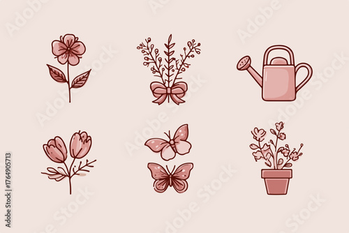 손으로 그린 식물과 곤충의 섬세한 일러스트레이션으로 봄의 생기를 표현합니다.