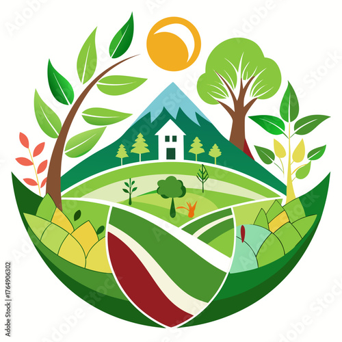 Organic Living Design with white background