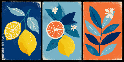 다채로운 색상과 신선한 과일의 조화가 돋보이는 레몬 일러스트 벡터 그림은 시원하고 상큼한 분위기를 연출합니다.