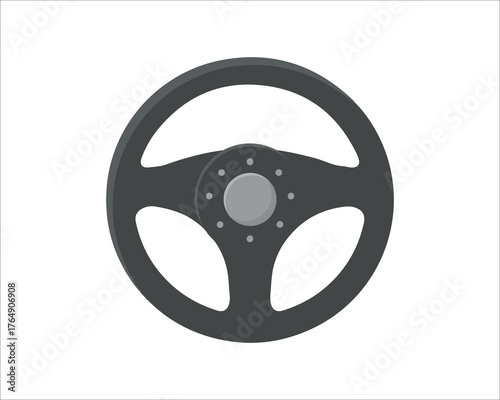 Classic black steering wheel for a vintage car or racecar design
