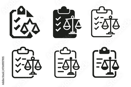 Legal Support Logos. Legal assistants supporting lawyers. Set Logo of Legal assistants supporting lawyers: Clipboard with checklist. harmonious logo variations