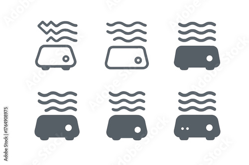 Harmonious Sleep Logos. Deep sleep. Set Logo of Deep sleep: Sound machine emitting gentle waves. harmonious logo variations of the same emblematic concept,