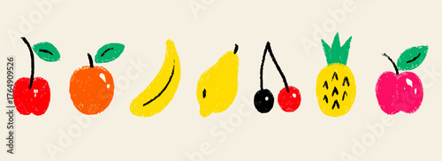 다양한 과일 그림 벡터 일러스트레이션은 신선함과 건강한 식습관을 연상시키며 밝고 생동감 넘치는 디자인으로 시선을 사로잡습니다.