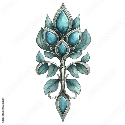 Mystical Pendant, watercolor vector, isolated on a white background.