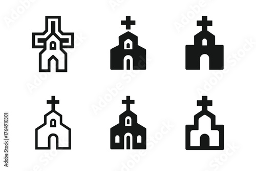 Monastery Logo Variations. The history and significance of Christian monasteries. Set Logo of The history and significance of Christian monasteries: