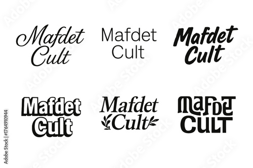 Mafdet Lettering Variations. Mafdet Cult. Set lettering. harmonious lettering variations of the same emblematic concept, each with different artistic