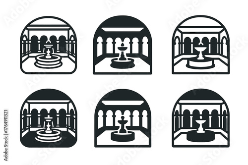 Monastery Logo Variations. The history and significance of Christian monasteries. Set Logo of The history and significance of Christian monasteries: