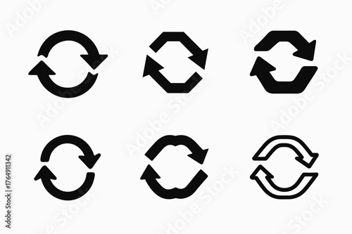 Business Continuity Logos. Business continuity risk. Set Logo of Business continuity risk: interrupted looped arrows. harmonious logo variations of the same