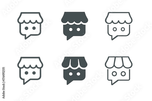 Chatbot Logo Variations. chatbots for business. Set Logo of chatbots for business: storefront chat widget badge. harmonious logo variations of the same